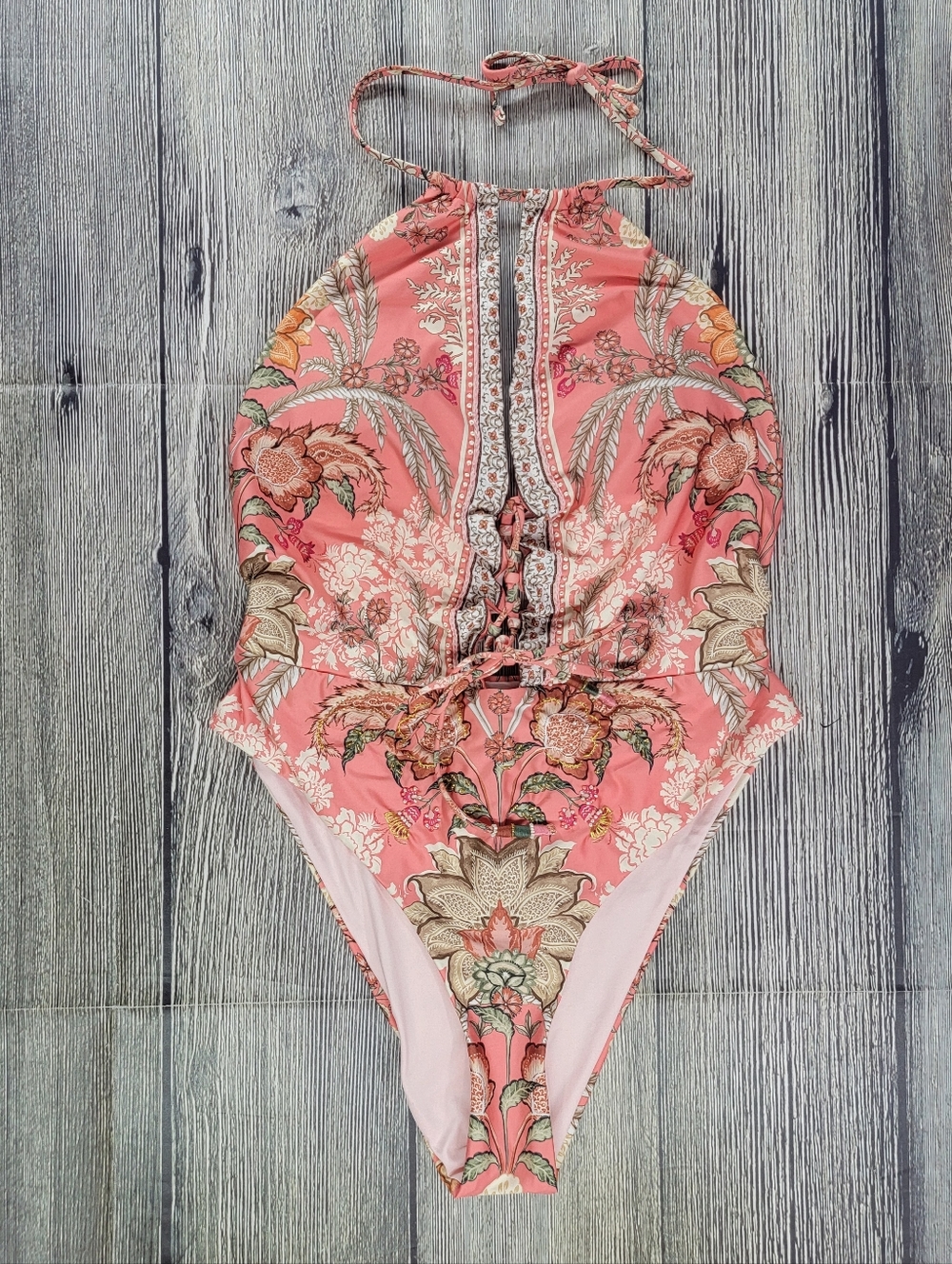 Cosita Linda NWT Abloom High Neck Vutour Lace Up Reversible One Piece Swimsuit - Picture 2 of 13